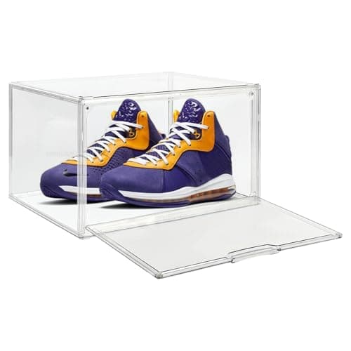 Seaniss 1 Pack Clear Acrylic Sneaker Shoe Display Case,Shoe Storage Boxes Stackable,Acrylic Boxes for Shoes Display with Lid,Boot Storage Organizer for Tall Boot,Purse Handbag Organizer for Closet - Image 1