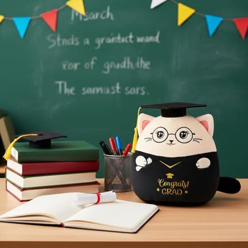 Graduation Plush Cat Stuffed Animal – 2026 Graduation Stuffed Animal Toy with Cap Gown for Kindergarten Preschool Elementary College Graduates Congrats Grad Gift for Girl Boy Men Women Student 9 Inch - Thumbnail 5