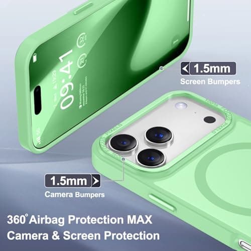 Newfuture Magnetic for iPhone 17 Pro Case [Compatible with Magsafe] [Military Grade Drop Protection] Translucent Matte Anti-Scratch Shockproof Protective Phone Cover 6.3 Inch, Matcha Green - Thumbnail 6