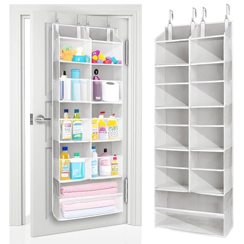 ULG Over the Door Organizer, 5-Tier Extra Large Hanging Storage with 10 Mesh Pockets, 100 lbs Capacity, Heavy Duty Door Organizer for Closet, Bedroom, Nursery Light Grey