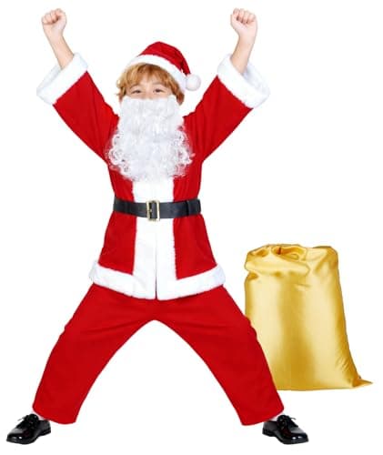PrettyQueen Boys Santa Claus Costume, Children's Santa Costume, Kids Xmas Santa Suit Christmas Outfit for Halloween Cosplay - Image 1