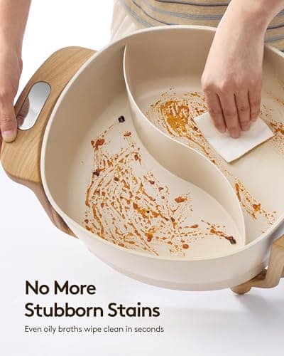 Hot Pot Electric Hot Pot with Divider, Large 6L Nonstick Dual-Sided Shabu Shabu Pot Dual-Flavor hotpot electric 1500W with Adjustable 5-Temperature Control ，Perfect for Family Dinners & Parties - Thumbnail 5