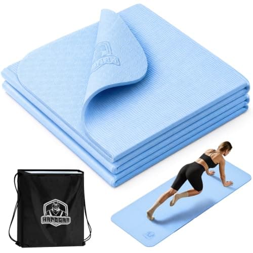 HAPBEAR Foldable Yoga Mat - 72"x24"x0.24" (6mm), Non-Slip TPE Exercise Mat for Home Workout, Yoga, Pilates,Stretching, & Travel, Durable & Eco-Friendly, Includes Carry Bag - Image 1