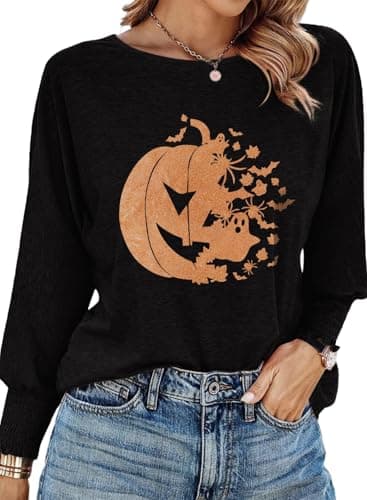 Dokotoo Womens Fall Clothes Womens Tops Halloween Spooky Season 2026 Fall Long Sleeve Crewneck Tshirts Shirts Dressy Casual Blouses Tops - Image 1