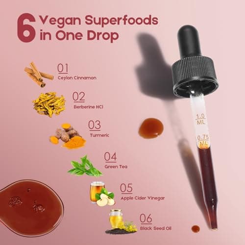 Ceylon Cinnamon Berberine Bitter Liquid Drops Supplement with Turmeric,Green Tea,Apple Cider Vinegar,Black Seed Oil for Immune System & Digestive System Supports 2 FL OZ - Thumbnail 5