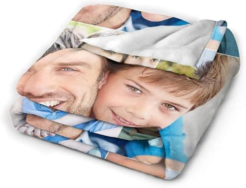 Ships Next Day . Custom Blanket with Photos Text Customized Blanket Personalized Flannel/Sherpa Throw Blankets for Adult Kid Birthday Christmas Halloween Fathers Mothers Valentines Gift - 60"x 80" - Thumbnail 2