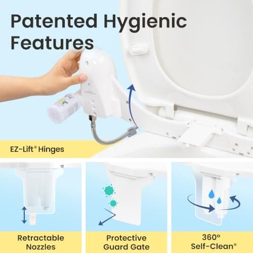 WHIFT 185 Bidet Dual Nozzle, Built-In Deodorizing Spray, Non-Electric Bidet Attachment For Toilet Seat, Easy Slide-In Install, Cold Water, Rear & Feminine Wash, LUXE Bidet (White) - Thumbnail 5
