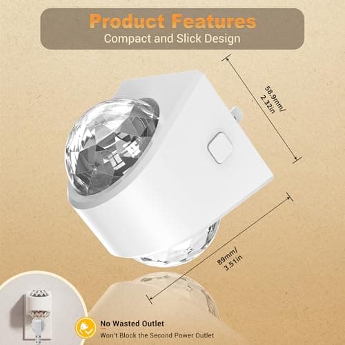 JandCase Night Lights Plug into Wall, 3000K Soft White Star Projector Night Light, Automatic Galaxy Nightlight Plug in with Light Sensor for Bathroom Hallway Room Decor - Thumbnail 4