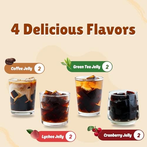 HeySweet Brown Sugar Konjac Jelly Variety Pack | Coffee, Lychee, Green Tea, Cranberry Chia Seed | Vegan, Halal, Gluten-Free, Dye-Free | 8 Counts (makes 40+oz) - Thumbnail 3