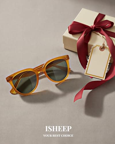 isheep Round Sunglasses for Women and Men with UV400 Protection, Vintage, Handmade Craft SIS-15-YE - Thumbnail 4