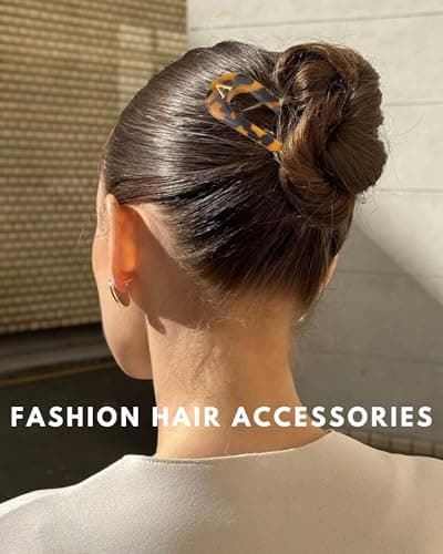 2 PCS Personalized Initial French Hair Pin for Women 5.1 Inch, Monogram Tortoise Shell Acetate U Shaped Hair Fork 2 Prong Chignon Pin Hair Accessories Birthday Gifts - Thumbnail 3