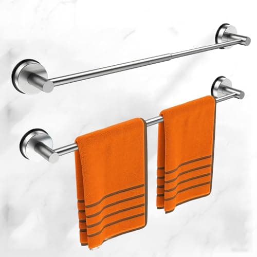Large Towel Bar for Bathroom Wall,Adjustable 17~29 Inch Towel Racks for Bathroom Wall Mounted,Towel Holder for Glass Shower Door,Bathroom Accessories,Apparment Essentials,Home Decor-Silver(2pcs) - Image 1