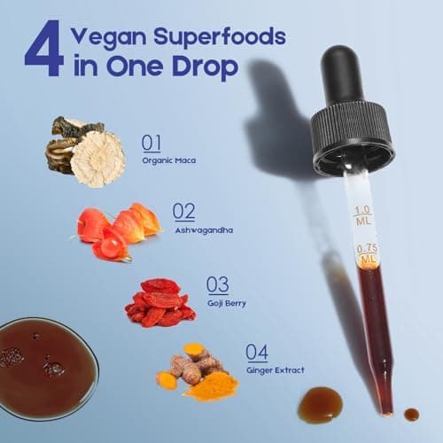 Maca Root Ashwagandha Liquid Drops - Maca and Ashwagandha Supplements with Goji Berry,Ginger Extract,L-Arginine and Magnesium Enhanced Energy 2 fl oz - Thumbnail 5