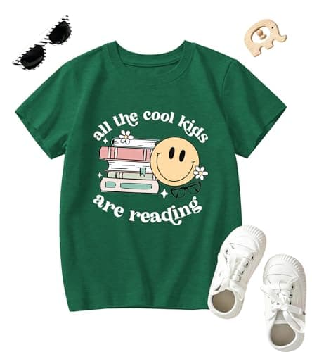 Reading Book Shirt Kid-All The Cool Kids are Reading Short Sleeve Toddler Read Tee Tops for Boy Book Lovers Shirt Girl - Image 1