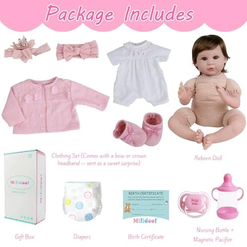 Milidool Reborn Baby Dolls Girl, 22 inch Soft Body Lifelike Realistic Newborn Baby Girl Real Life Baby Dolls with Gift Box Feeding Toy Accessories Set,Gift for Grandma and Kids 3+ - Thumbnail 5