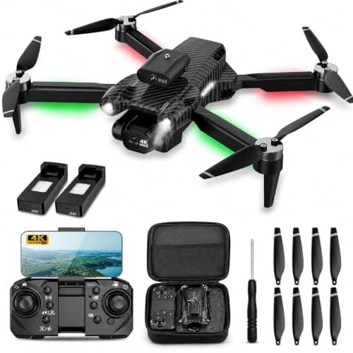 4K Dual-Camera Drone with GPS for Adults & Teens - Foldable RC Quadcopter with Auto Focus, 30 Mins Flight Time, Follow Me, Waypoint Flight, Headless Mode, 6-Axis Gyro, One-Key Emergency Stop - Black - Thumbnail 3