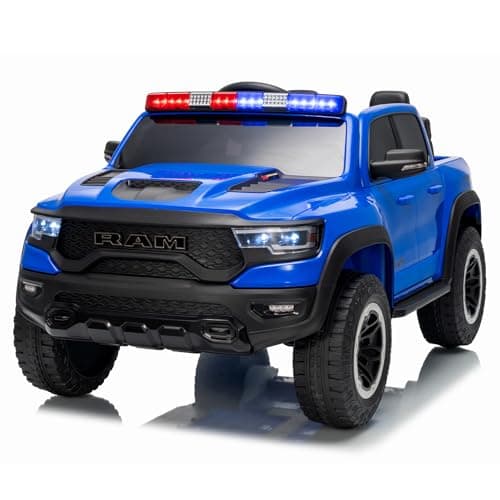 FINITO 24V Police Kids Ride On 2 Seater Police Truck, Remote Control Ride On Toy Car, Kids' Electric Ride On Truck, Kids' Side by Side Truck for Children Ages 3+, Powered Cars for Kids