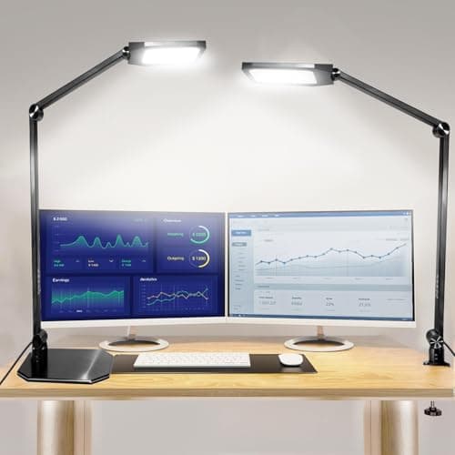 NS LED Desk Lamp with Clamp, Flicker-Free Dimmable Table Light with 3 Color Modes, Memory & Timer Function, Adjustable Swing Arm Clip-On Lamp for Home Office, Reading, Study.Batteries not Included. - Image 1