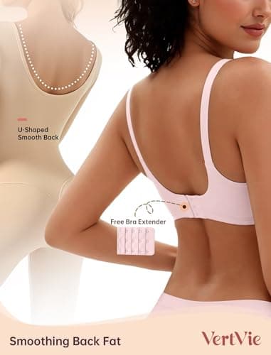 Vertvie Womens Wireless Jelly Bras No Underwire Push Up Seamless Bra Supportive Full Coverage Bralette Regular and Plus Size(Pink,XX-Large) - Thumbnail 4