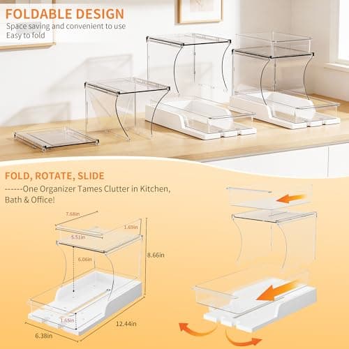 Attelite Makeup Organizer 2-Tier Makeup Storage Cosmetics Organizer with 180° Rotating Design Sturdy durable Versatile Perfume Vanity Organizer for Countertops, Bathrooms, Office Supplies,and Dressers - Thumbnail 5