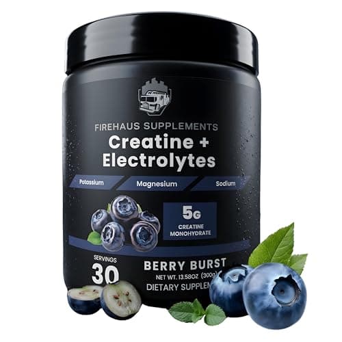FireHaus Supplements Creatine + Electrolytes, 5g Creatine Monohydrate with Potassium, Magnesium, and Sodium for Strength, Hydration, and Recovery Support, Berry Burst Flavor, 30 Servings - Image 1