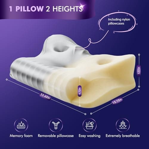 Dayme Orthopedic Memory Foam Pillows –Cooling Neck Pillow that Actually Cools,Cervical Support Pillow for Neck Pain Relief,Cervical Pillow for All Sleep Positions,Ergonomic Pillow,Cooling Pillow,Gray - Thumbnail 6