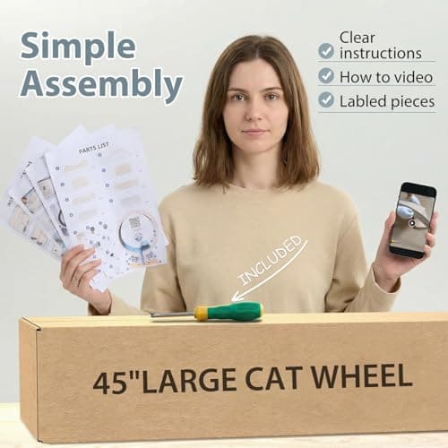 RRPETHOME 45" Cat Wheels for Indoor Cats, Quiet & Stable Cat Exercise Running Wheel, Cats Treadmill with Anti-Slip Mat - Thumbnail 3
