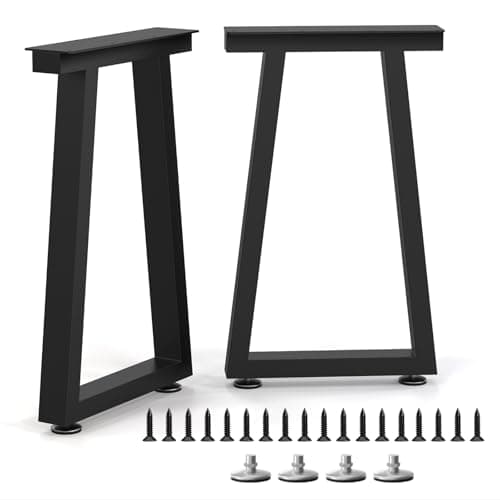SNYXXOZ 22 Inch Coffee Table Legs Heavy Duty Square Metal Desk Legs, Workbench Dining Furniture Feets, Bar Height Table Legs,Adjustable Feet Pads Screws,1000 LBS, Black, Set of 2,Trapezoid - Image 1