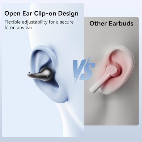 NANK Clip Super Open Ear Earbuds, Bluetooth 5.4 Clip on Earbuds, Lightweight Comfort Open Ear Headphones, IPX5 Waterproof, 32H Playtime, Clear Calls, Secure Fit for Sports Workout Daily Use - Thumbnail 2