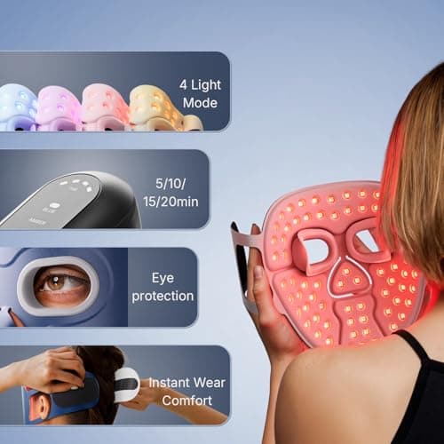 Hello Face Red Light Therapy Mask, 280 LEDs Quad-Chips Infrared Light Led Face Mask Light Therapy for Face Skin Care Improvement, Ultra-Soft Led Mask Light Therapy for 4 Modes with Eye Protection - Thumbnail 2
