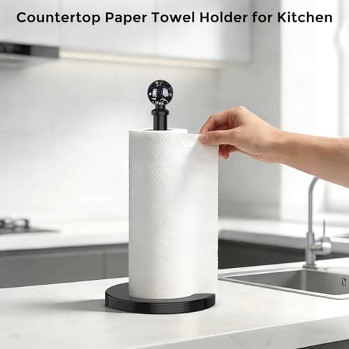 Black Paper Towel Holder Countertop, Unique Black Ball Decor,Brass Paper Towel Holder for Kitchen - Sturdy, Durable, and Elegant Home Decor for Kitchen - Thumbnail 6