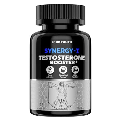 PickYouth Synergy-T Testosterone Booster Supplement for Men, Total Male Performance, Liposomal Absorption System, 100% Transparency with Ashwagandha, DIM, Turkesterone, Zinc & Tongkat Ali, 45 Count - Image 1