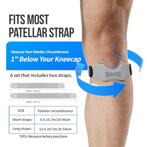 GOUNOD Patellar Tendon Support Strap 2 Pack,Silicone Knee Strap for Knee Pain Relief,Patella Band for Basketball, Jumpers Knee, Tendonitis, Running, Hiking, Soccer, Osgood Schlatter（Grey） - Thumbnail 5