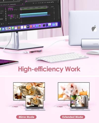 LENTION 5 in 1 USB to USB-C Adapter with Micro SD/SD Card Reader for iPhone, 4K@30Hz HDMI to USB C Hub Multiport Adapater with 3 USB 3.0 Compatible with 2025-2018 MacBook Pro MacBook Neo(Rose Gold) - Thumbnail 6