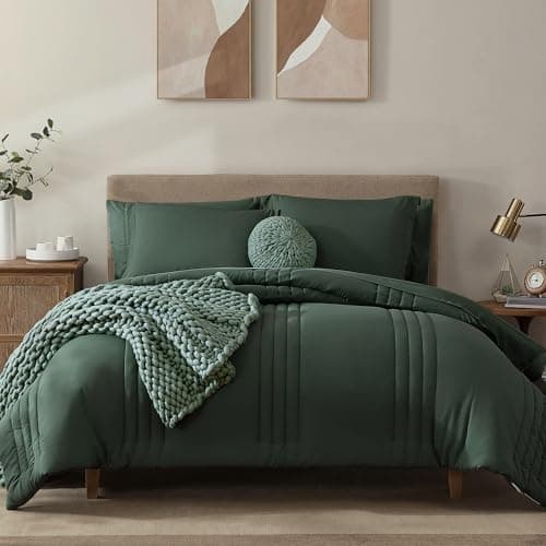 Monbix California King Size Comforter Set - 7 Pieces Bed in a Bag California King, Deep Forest Bedding Sets with Comforter, All Seasons Bed Set with Sheets, Pillowcases & Shams