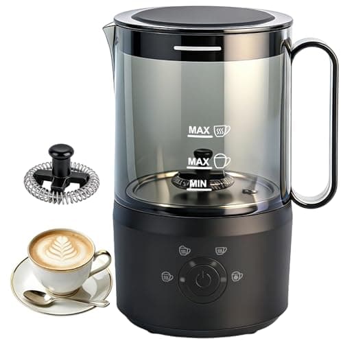 Milk Frother, 4-in-1 Electric Milk Steamer(10oz/300ml)，Automatic Hot and Cold Foam Maker for Iced Coffee, Lattes, Cappuccinos & Macchiatos, Non-Stick Interior, Black. - Image 1