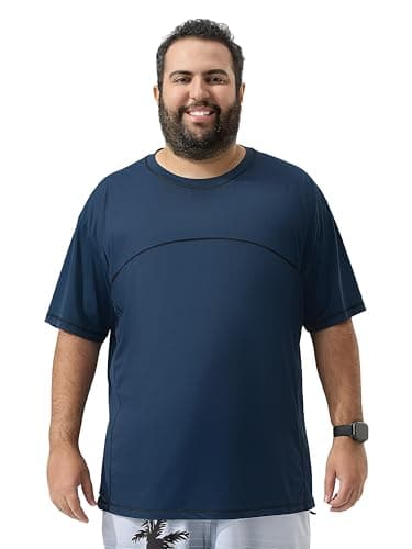 Arcweg Mens Big and Tall Swim Shirt UPF 50+ Sun Protection Rash Gard T-Shirt Quick Dry XL-6XL Navy Blue - Image 1