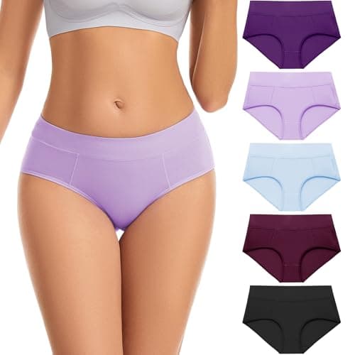 CleainKorte Womens Underwear Cotton Hipster Ladies Panties for Women Mid Rise Coverage Briefs Strech Breathable - 5 Pack - Image 1