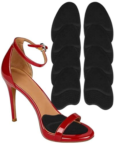 DAZZORA 4 Pairs Metatarsal Pads for Women - 0.22" Extra Thick Ball of Foot Cushions for Instant Pain Relief & Shoes Too Big, Soft Gel High Heel Inserts, Reusable & Non-Slip Forefoot Pads, Black - Image 1