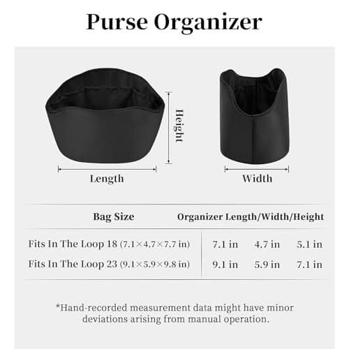 Purse Organizer Insert for In The Loop 18/23, Satin Bag Organizer Compatible with Hermes Bags, Lightweight Women Purse Essentials, Soft Touch Inner Liner with Multiple Pockets(Black, Loop 18) - Thumbnail 6