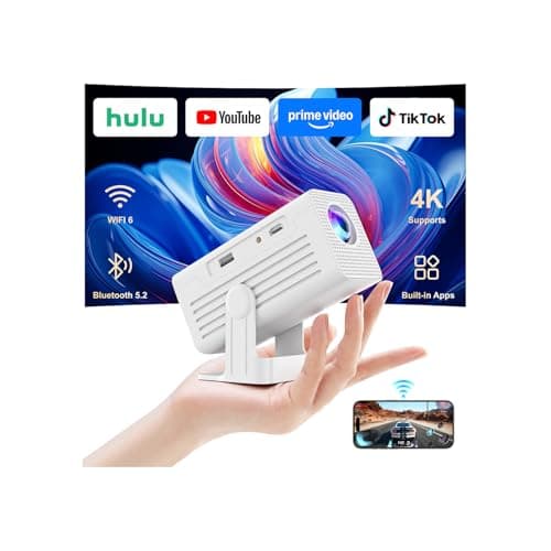 [Smart Projector with Apps] 4K Supported Mini Projector with Wifi and Bluetooth, XENPONAD Movie Projector for Bedroom Celling Camping & Outdoor Use, Portable Projector with Speaker, Auto Keystone