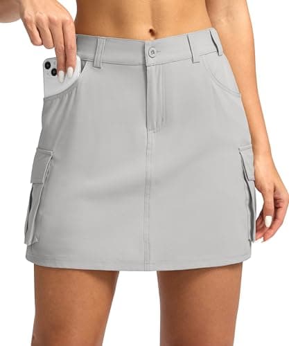 G GRADUAL Women's Skort 5 Pockets Cargo Skirt Golf Skirts Skorts for Women Casual Summer Hiking, Bright Grey, X-Small - Image 1