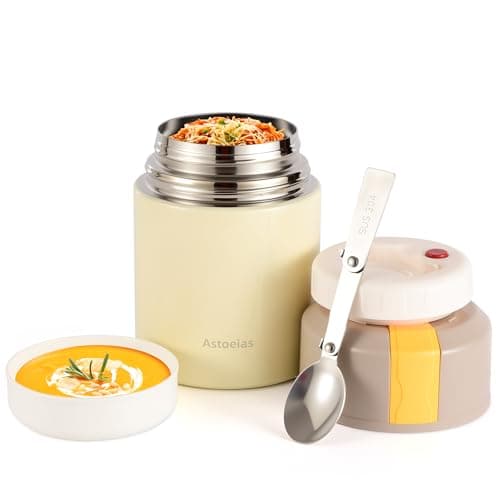 Insulated Thermo Soup Jar for Kids & Adults, 27 oz Stainless Steel Thermal Food Container with Spoon, Triple Layer Insulation (Gray) - Image 1