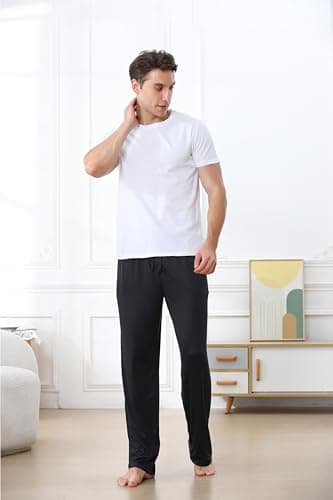 Men's Pajama Pants Soft Jogger Sleep Pants Lounge Pants with Pockets Adjustable Drawstring Casual Sleepwear for All Seasons - Thumbnail 6