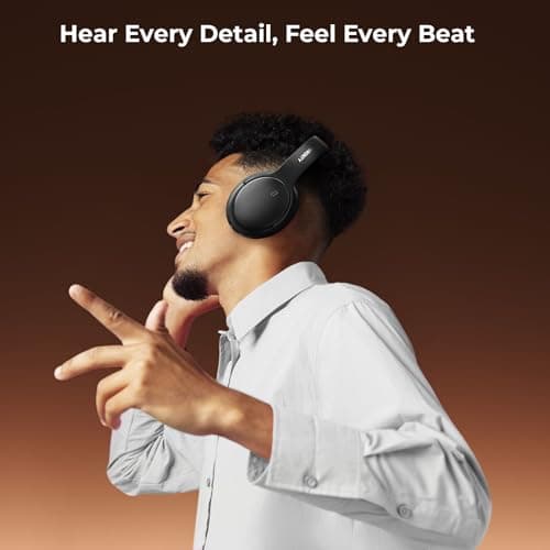 FXWONTY Hybrid Active Noise Cancelling Headphones, Wireless Bluetooth 5.4 Over Ear Headphones & Fast Charging, Hi-Res Audio, Deep Bass, Transparency Mode, 70h Playtime, Comfort for Travel/Office/Home - Thumbnail 4