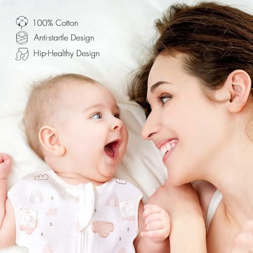 ANYEDDE Baby Swaddles 0-3 Months - Arms Up Swaddle for Newborns, Self-Soothing Sleep Sack for Baby Girls, Reduce Startle Reflex, Newborn Sleep Sacks with Openable Bottom Button & Cuff, Pink Cloud - Thumbnail 2