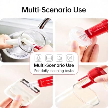 3-in-1 Cup Cleaner, 360° Dead-Angle Cleaning Brush with Extra Replaceable Head, Standable & Hangable, Baby & Pregnant Safe, Fits Mugs Thermoses Pacifiers, 2.8x6.3in/7x16cm - Thumbnail 2