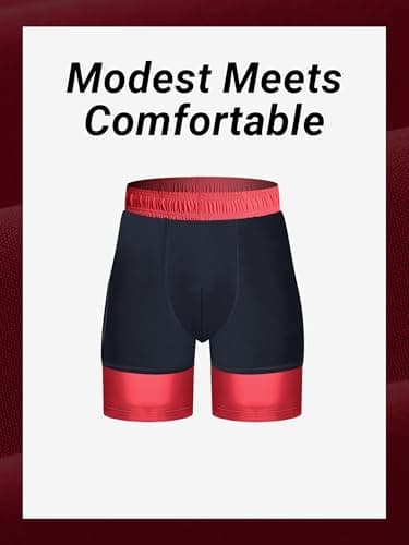 Arcweg Men's Swim Trunks with Compression Liner Red Quick Dry Bathing Suit Board Swimming Shorts Medium with Zipper Pockets - Thumbnail 4