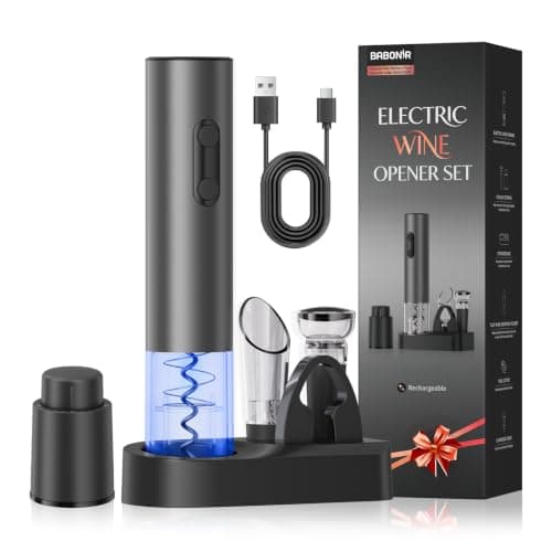 Electric Wine Opener Rechargeable, BABONIR 7-in-1 Wine Gift Set