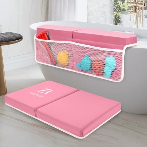 RelaxaTub Bath Kneeler and Elbow Rest Pad Set - 2-Inch Thick Comfortable Baby Bath Kneeler Pads, Quick-Dry Non-Slip Bathtub Mat with Toy Organizer for Knee & Arm Support for Baby Bath Time - Image 1